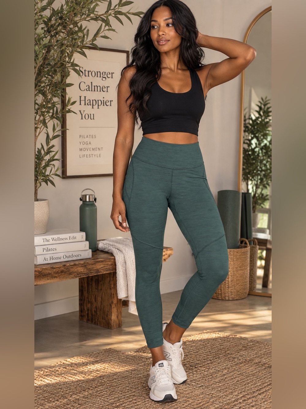 Outdoor Voices Dark Green 7/8 Compression Leggings S Pilates Athleisure